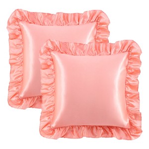 PiccoCasa Envelope Closure Satin Ruffled Pillowcase 2 Pcs - 1 of 3