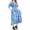 HAPPY BAY Women's Dress Summer Holiday Beachwear Bathing Suit Button Up Beach Long Shirts Cover ups Night T Shirt Large-X-Large Blue Floral - 2 of 4