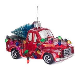 Noble Gems 2.5 Inch Truck Carrying Trees Ornament Bottle Brush Lights Tree Ornaments - 1 of 3