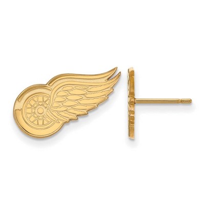 Black Bow Jewelry 10k Yellow Gold Detroit Red Wings NHL Stud Earrings