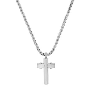 Steeltime Men's stainless steel cross pendant. Color Options: Silver, Gold - 1 of 4