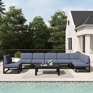 LayinSun 8-Piece Large Outdoor Modular L-Shaped Sectional Set with Coffee Table - 1 of 4
