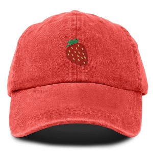 Dalix Strawberry Embroidered Cotton Dad Hat Fruit Adjustable Casual Baseball Cap Nature Womens - 1 of 4