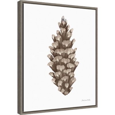 16" x 20" Peace and Joy Pinecone Framed Canvas Wall Art