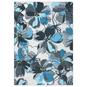 Modern Bright Floral Low Pile Non-Slip Washable Indoor Area Rugs for Living Room Dining Bedroom - 1 of 4