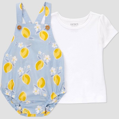 Carter's Just One You® Baby Girls' Lemon Bubble Overalls Set - Blue/Yellow
