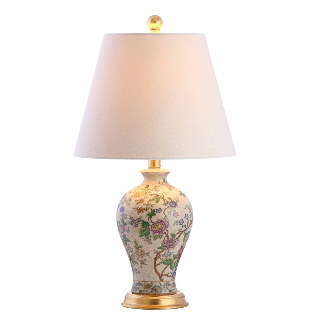 Photos - Floodlight / Street Light 24" Penelope Chinoiserie Table Lamp  Cream - JONA(Includes LED Light Bulb)