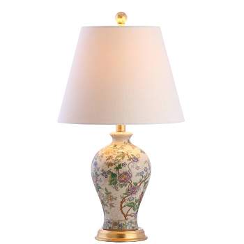 24" Penelope Chinoiserie Table Lamp (Includes LED Light Bulb) Cream - JONATHAN Y