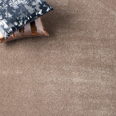 Taupe Rectangular Hand-Knotted Synthetic Area Rug