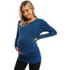 BLUEMING Womens Maternity Shirts Long Sleeve Crew Neck Basic Tank Tops Side Buttons Pregnant Shirts - 4 of 4