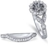 Pompeii3 Vintage Halo Diamond Engagement Ring Setting Semi Mount Matching Wedding Band - 2 of 4