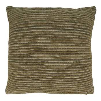 Saro Lifestyle Striped Chindi Pillow - Poly Filled, 20" Square, Moss