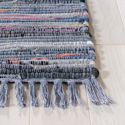 Handwoven Striped Cotton Runner Rug in Gray - 2'3" X 7'