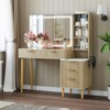Makeup Vanity Desk with Mirror, Fluted Large Dressing Table with 4 Drawer & Open Storage Shelves, Makeup Vanity Table with Glass Tabletop for Bedroom - 2 of 4