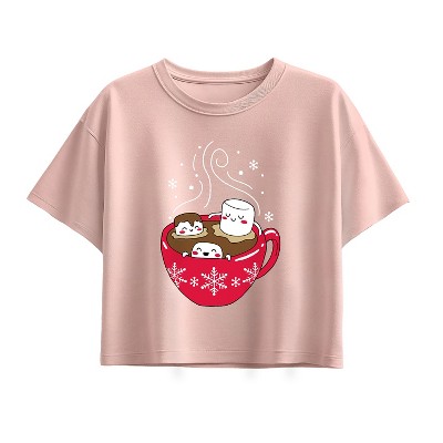 Girls' - Instant Message - Marshmallow Hot Tub Short Sleeve Boxy Graphic T-Shirt