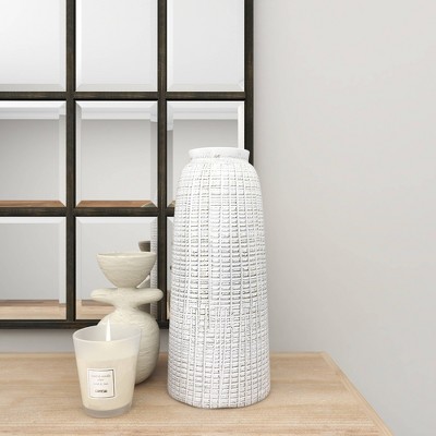 Coastal Charm 17" White Ceramic Textured Vase