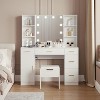 Modern Vanity Desk Table With Mirror and Lights,Built-in Power Outlet  with Drawers & Cabinets,Open Storage,Vanity Table With Stool for Bedroom - 2 of 4