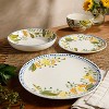 Bloomhouse Posy Blossom 16 Piece Double Bowl Hand Painted Stoneware Plates and Bowls Floral Dinnerware Set - 3 of 4