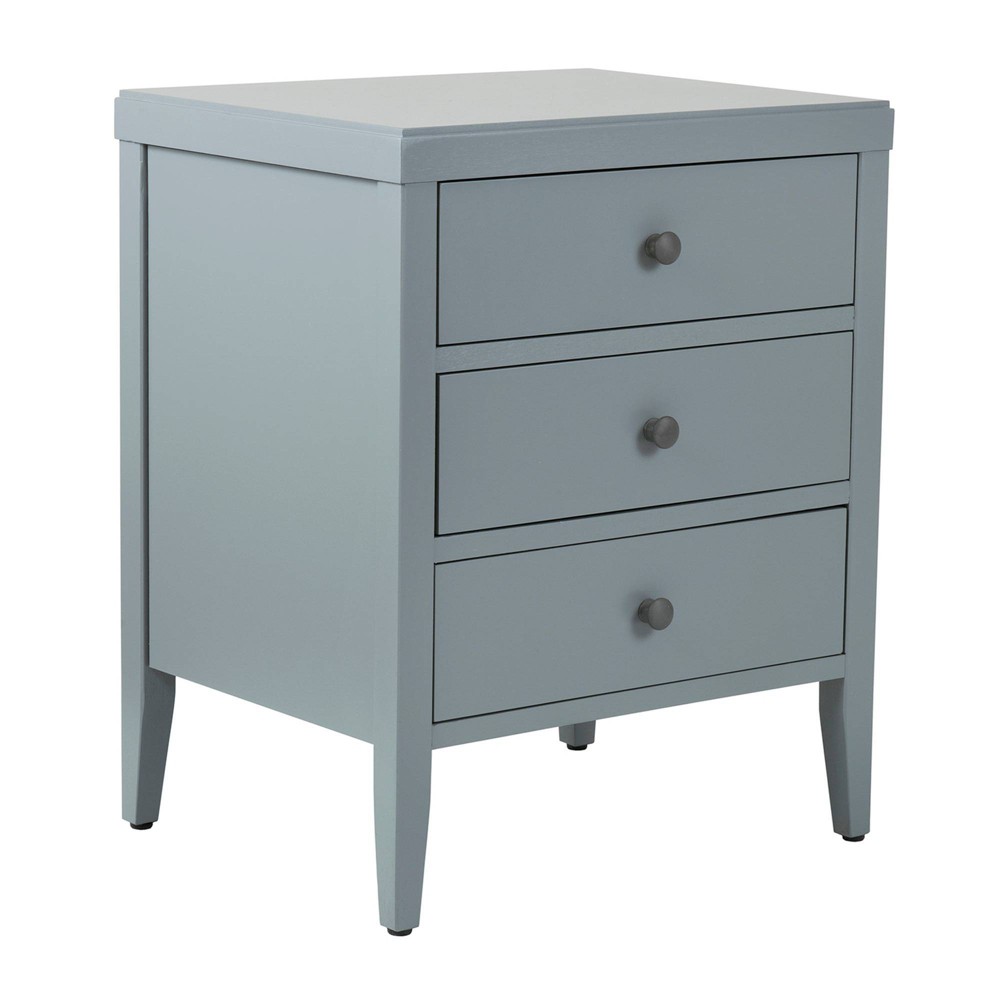 East at Main 26.9" York 3 Drawer Wooden Accent Side Table Gray: Solid Wood, No Assembly Required, Tapered Legs