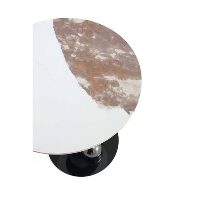 Modern Black and White Sintered Stone Round Accent Table