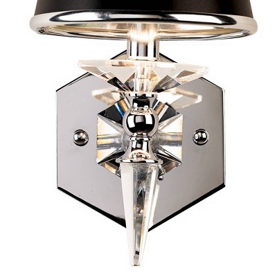 Manhattan Hexagonal Black and Chrome Crystal Wall Sconce