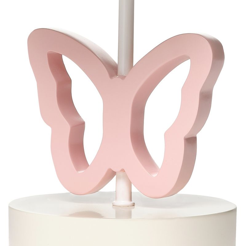 Lambs & Ivy Baby Blooms Pink Butterfly Nursery Lamp with Floral Shade & Bulb, 3 of 7