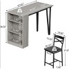 Bar Table and Chairs Set, 3 Piece Bar Table Set with with Flip Top Extension and Storage Shelves, Suitable for Small Space Kitchen Apartment - 3 of 4
