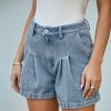 Women's Pleated High-Rise Denim Shorts - Cupshe - 2 of 4