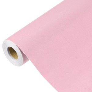Unique Bargains Wallpaper, Peel and Stick Wallpaper Contact Paper Solid Color Vinyl Self-Adhesive Wall Paper Decorative Powder Pink 394"x15.7" - 1 of 4