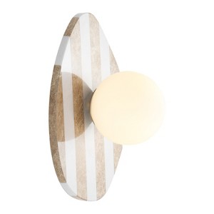 JONATHAN Y Tivoli Modern Minimalist 1-Light Ovoid Travertine LED Wall Sconce - 1 of 4