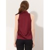 INSPIRE CHIC Women's Elegant Satin Sleeveless Bow Tie Mock Neck Solid Work Blouse - 4 of 4