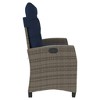 vidaXL Reclining Patio Bench with Cushions, Adjustable Backrest, Gray Poly Rattan, Navy Blue Cushions, Outdoor/Patio/Garden Seat, Steel Frame - 4 of 4