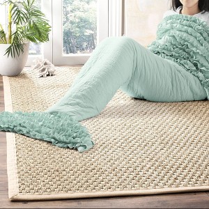 30"x75" Kids' Mermaid Ruffle Faux Shearling Throw Blanket Teal - Lush Décor - 1 of 4