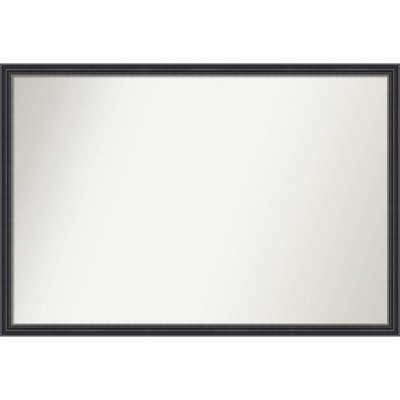 38"x26" Non-Beveled Stylish Wood Bathroom Wall Mirror Black - Amanti Art: Modern Rectangular Design, Wall Mount, Includes Hardware