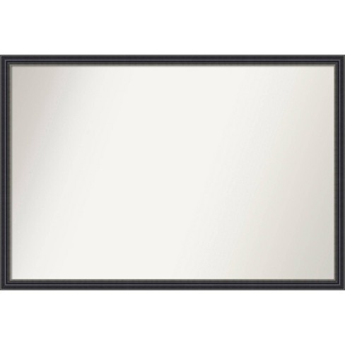 38"x26" Non-Beveled Stylish Wood Bathroom Wall Mirror Black - Amanti Art: Modern Rectangular Design, Wall Mount, Includes Hardware - image 1 of 4