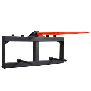 VEVOR 49" Hay Spear, Bale Spears 1600lbs Loading Capacity, Skid Steer Loader Tractor Attachment with 2pcs 17.5" Stabilizer Spears, Black - 1 of 4