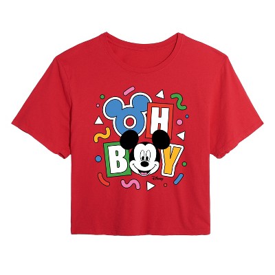 Women's - Disney - Mickey Oh Boy 90s Cropped Graphic T-Shirt
