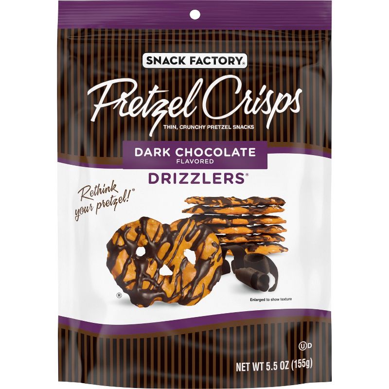 Snack Factory Pretzel Crisps Drizzlers Dark Chocolate Drizzled Pretzels - 5.5oz, 1 of 6