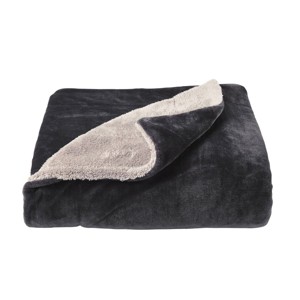 Oversized Poly Fleece Sherpa Throw Raven and Stone - Yorkshire Home, Raven and Grey