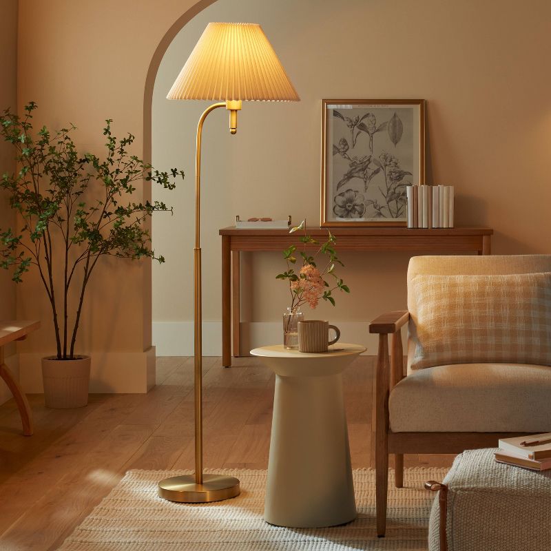 Pleated Shade Metal Floor Lamp Cream/Brass (Includes LED Light Bulb) - Hearth &#38; Hand&#8482; with Magnolia, 4 of 12