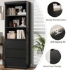 70" Tall Bookcase with Drawers, Bookshelf w/ 3 Tier Open Shelves & 3 Storage Drawers, Modern Deep Storage - 3 of 4