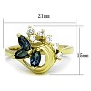 Slickblue Women Floral Ring , IP Gold Finish, Montana Blue Marquise Stones, Round Accents, Stainless Steel, Size 7 - 2 of 4