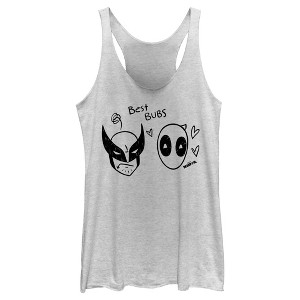 Women's Marvel: Deadpool & Wolverine Best Bubs Black and White Doodles Racerback Tank Top - 1 of 4