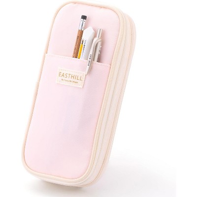 Paaaawaters Big Capacity Pencil Case Large Pencil Pouch Stationery Pen Bag for Teen Girls-Pink