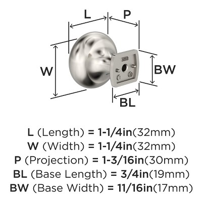 Polished Nickel Round Modern Cabinet Knob with Mounting Hardware
