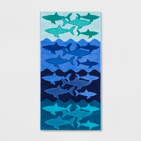 Xl Sharks Beach Towel Ombre Blue Sun Squad