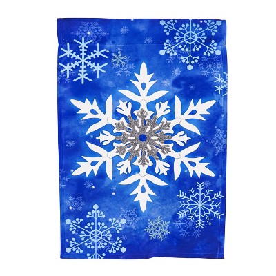 Evergreen Winter Snowflakes Garden Applique Flag
