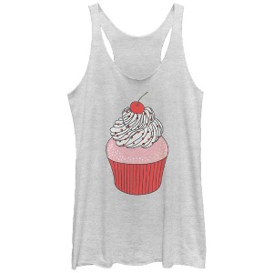 Women's Lost Gods Frosted Cherry Cupcake Racerback Tank Top - 1 of 3