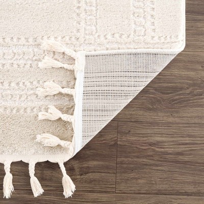 Ryuu Ivory High Pile Shag Area Rug 2' x 3'