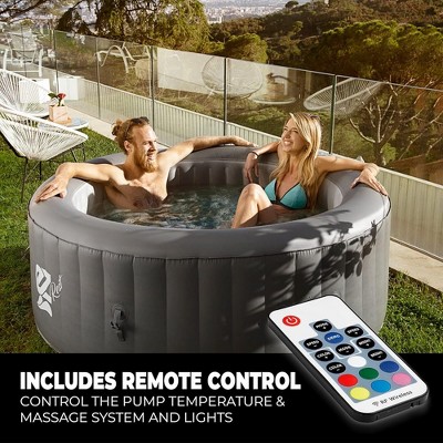 Gray Round Inflatable Hot Tub Spa with LED Lights